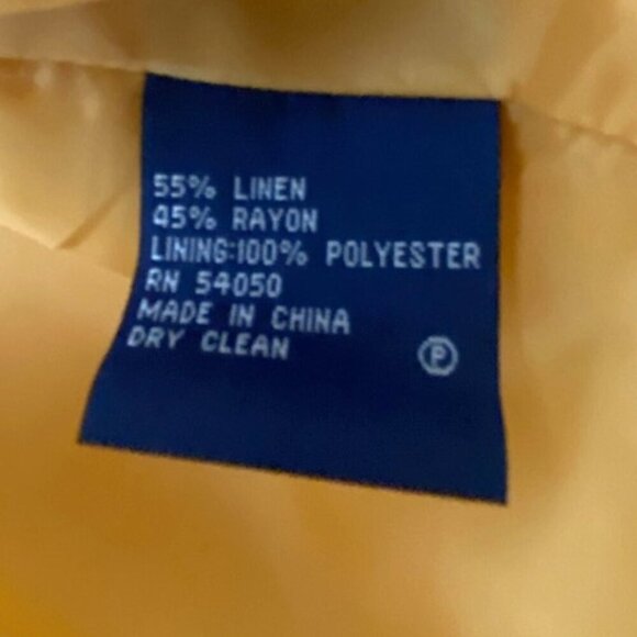 Evan Picone Blazer Jacket Women's Sz 8 Mustard Yellow 3/4 Sleeves Linen Blend - Picture 7 of 7